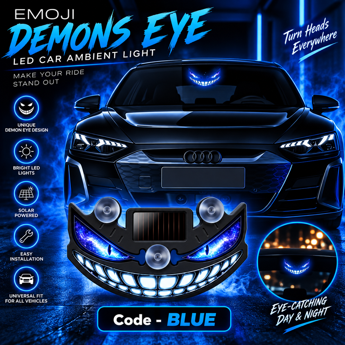 Solar-Powered Devil's Eye Car Light