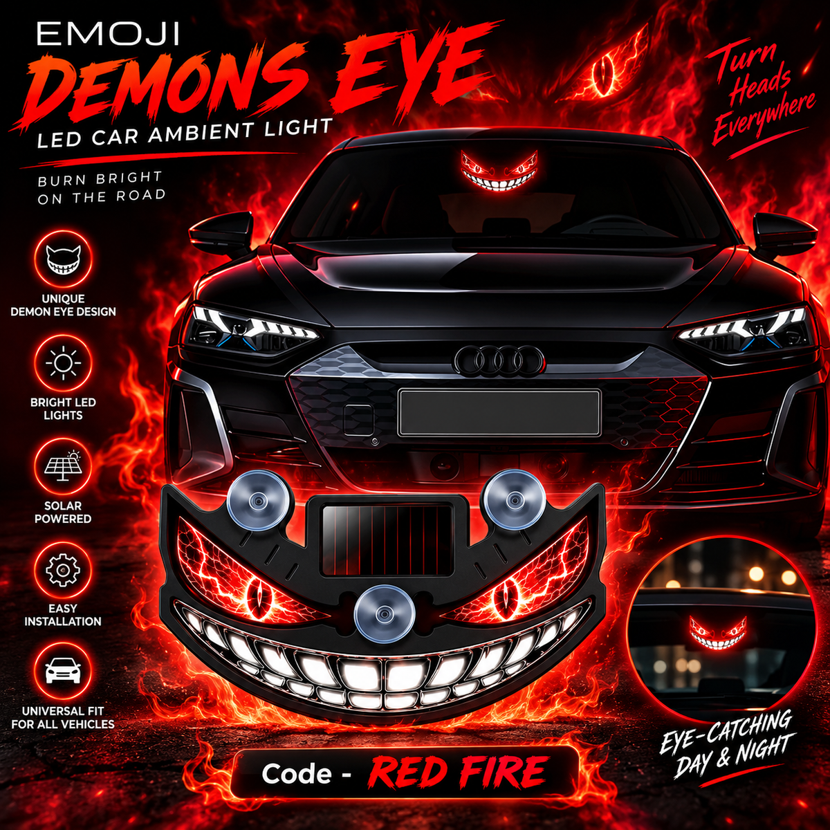 Solar-Powered Devil's Eye Car Light