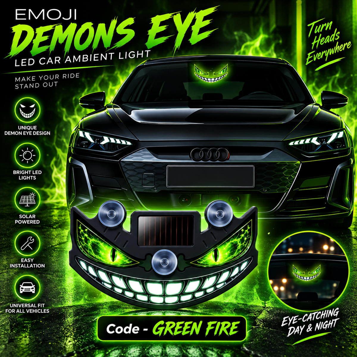 Solar-Powered Devil's Eye Car Light