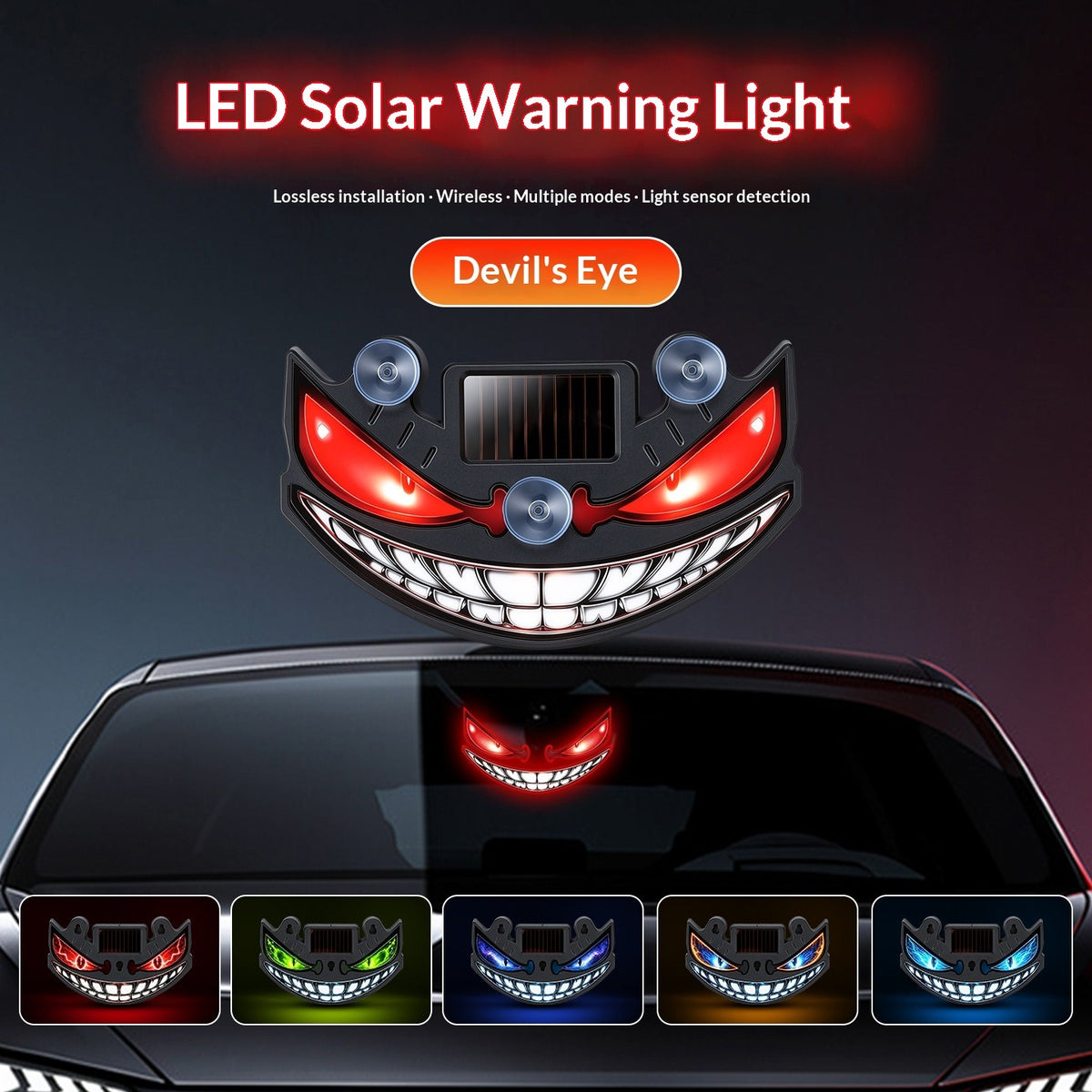 Solar-Powered Devil's Eye Car Light